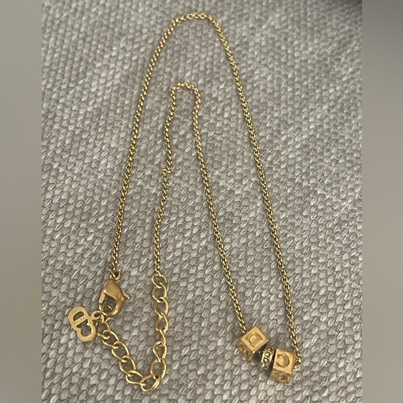 COA ⭐️CHRISTIAN DIOR ViNtAgE CUBE & RHINESTONE NECKLACE⭐️ADJUSTABLE⭐️💯AuThEnTiC - Picture 1 of 8
